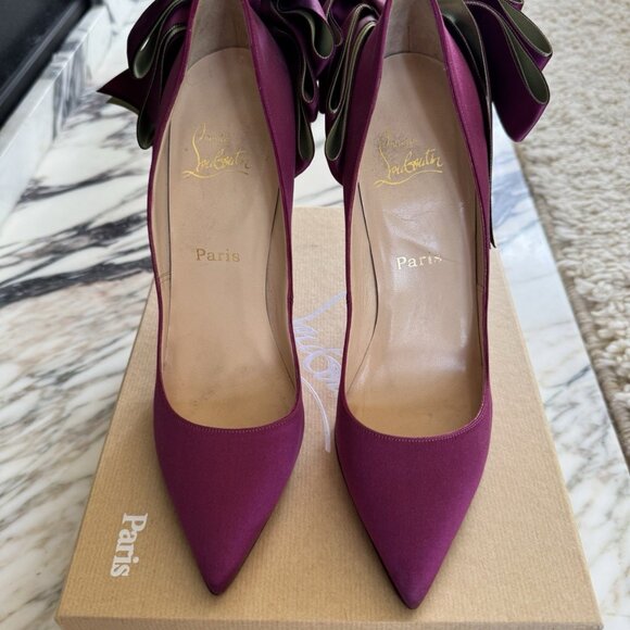 Christian Louboutin Fuschia Satin Anemone Stiletto Heels - Picture 2 of 15
